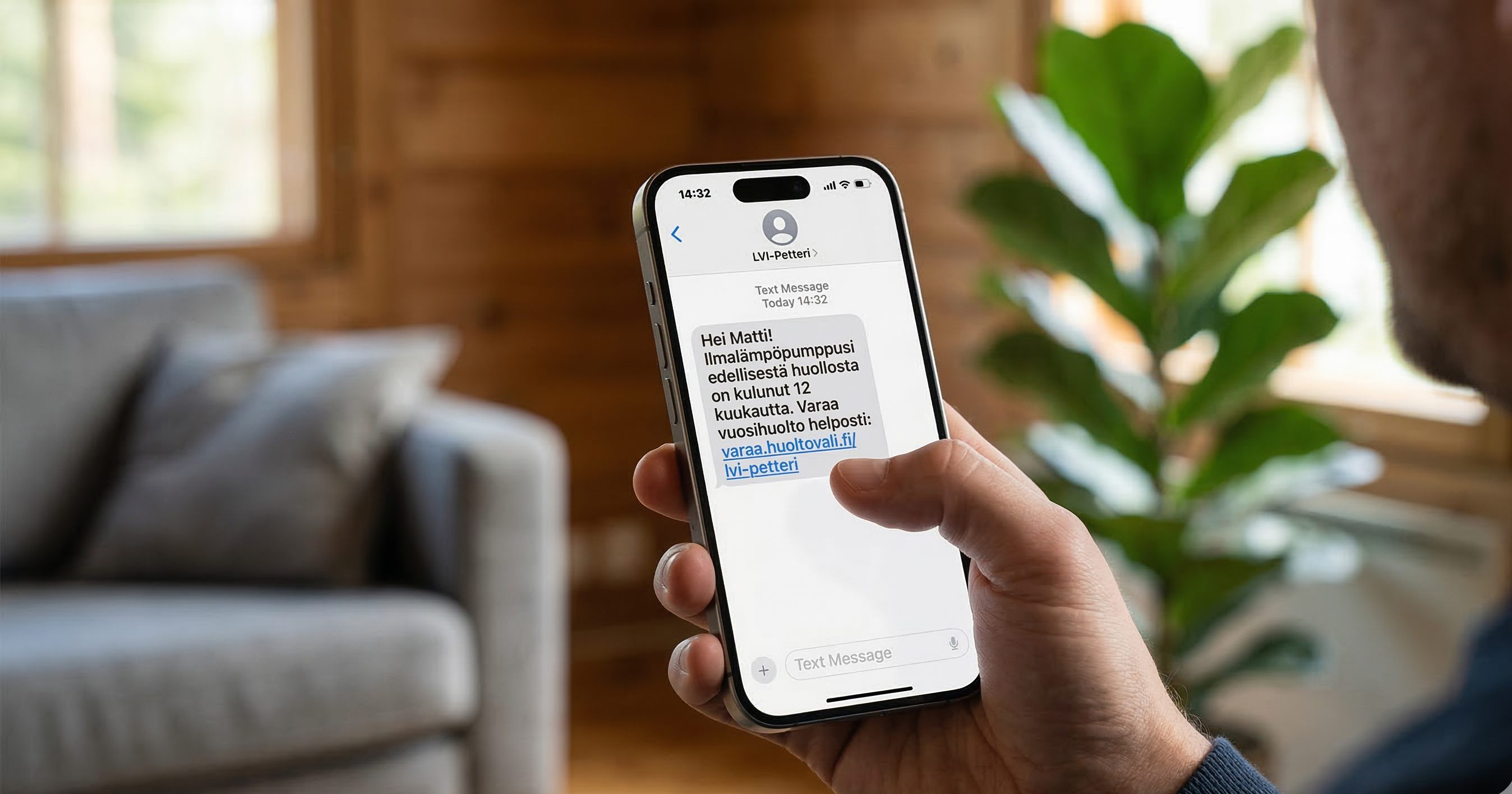 Asiakas saa automaattisen huoltomuistutuksen tekstiviestillä puhelimeensa